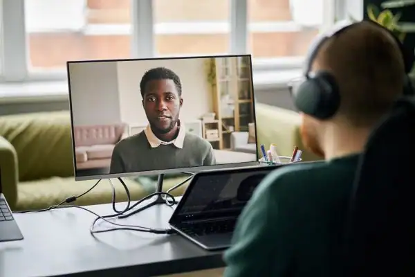 Man attending online mediation Shildon MIAMS session